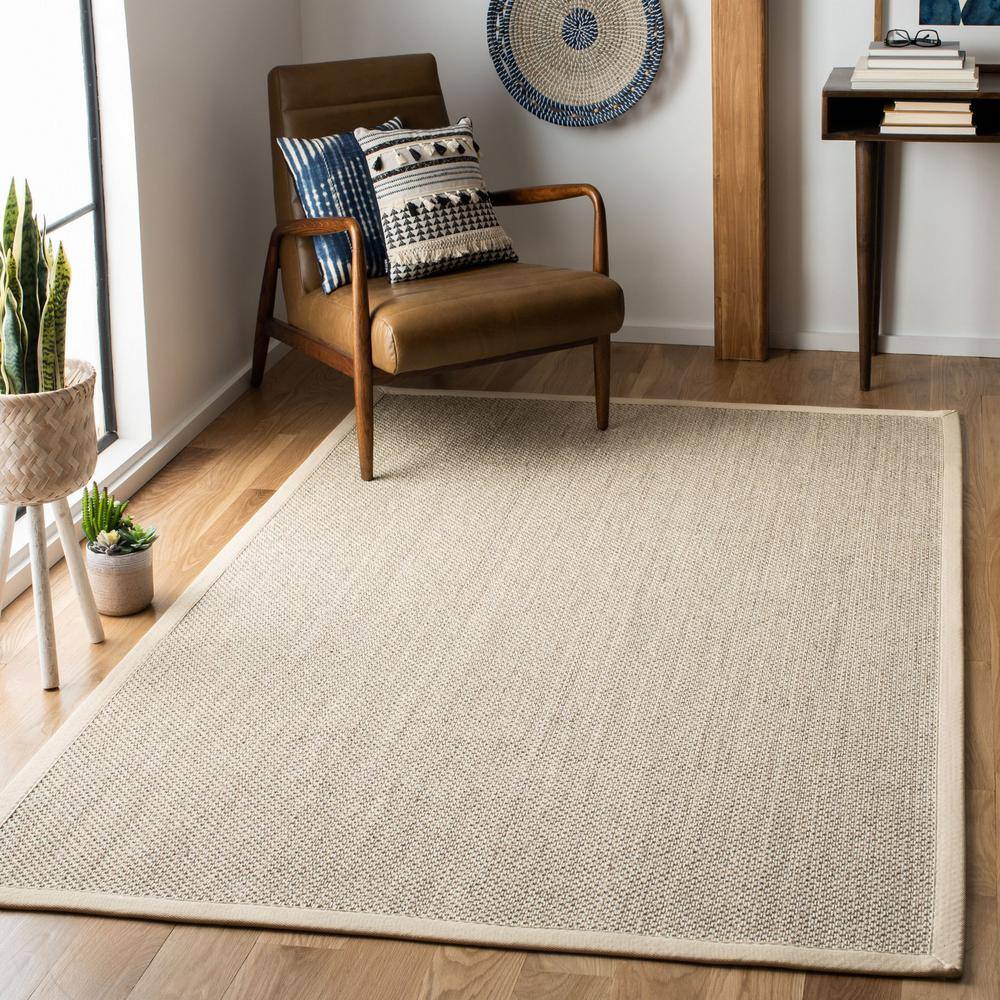 Marble Beige Hand-Knotted Natural Fiber Area Rug, 4' x 6'