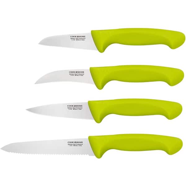 Cook N Home Paring Knife Set 4-Piece, High Carbon German Stainless Steel  Kitchen Knives, Includes-Utility, Paring, Vegetable, Peeling Knife,  Ergonomic