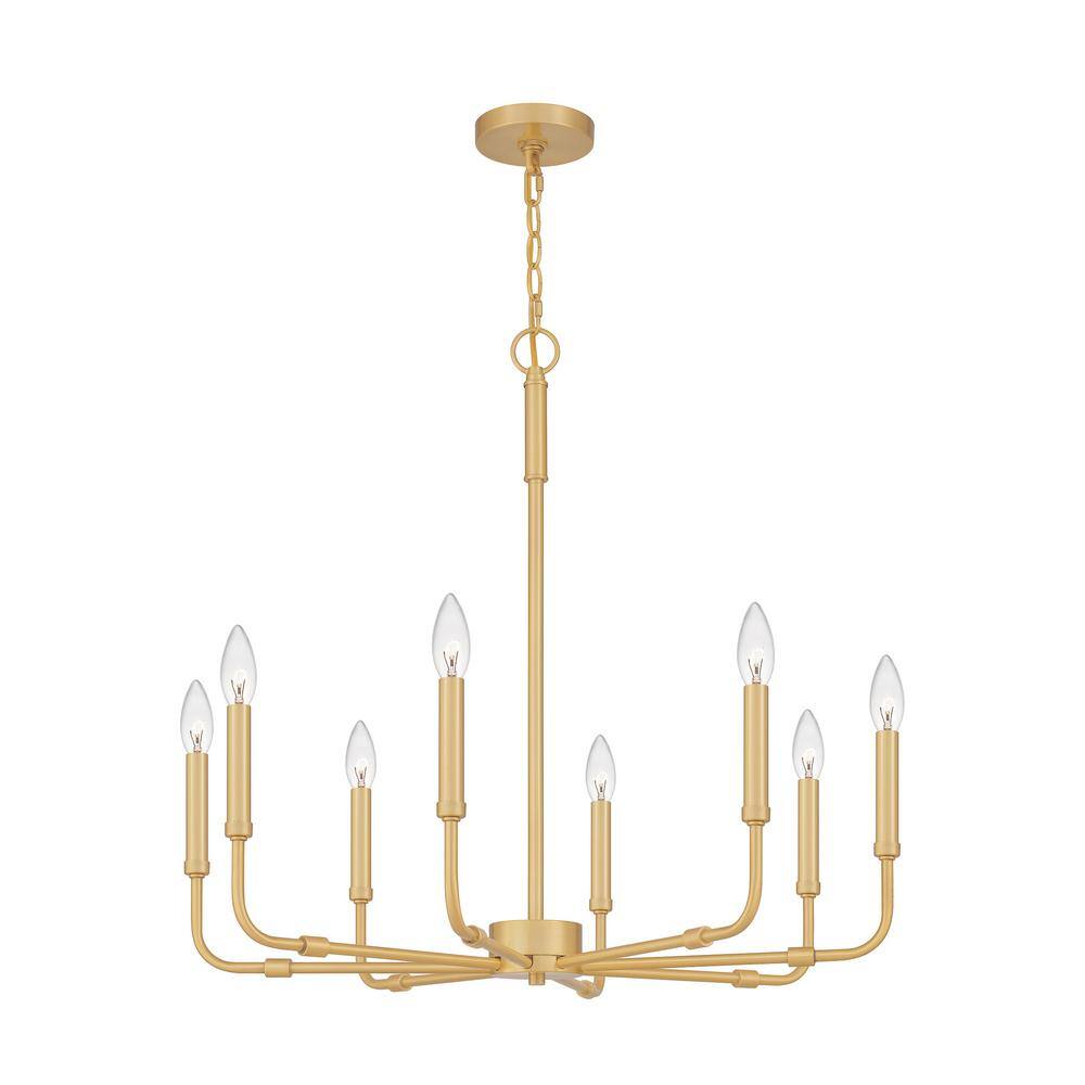 Aged Brass 8-Light Candle Chandelier with Steel Frame