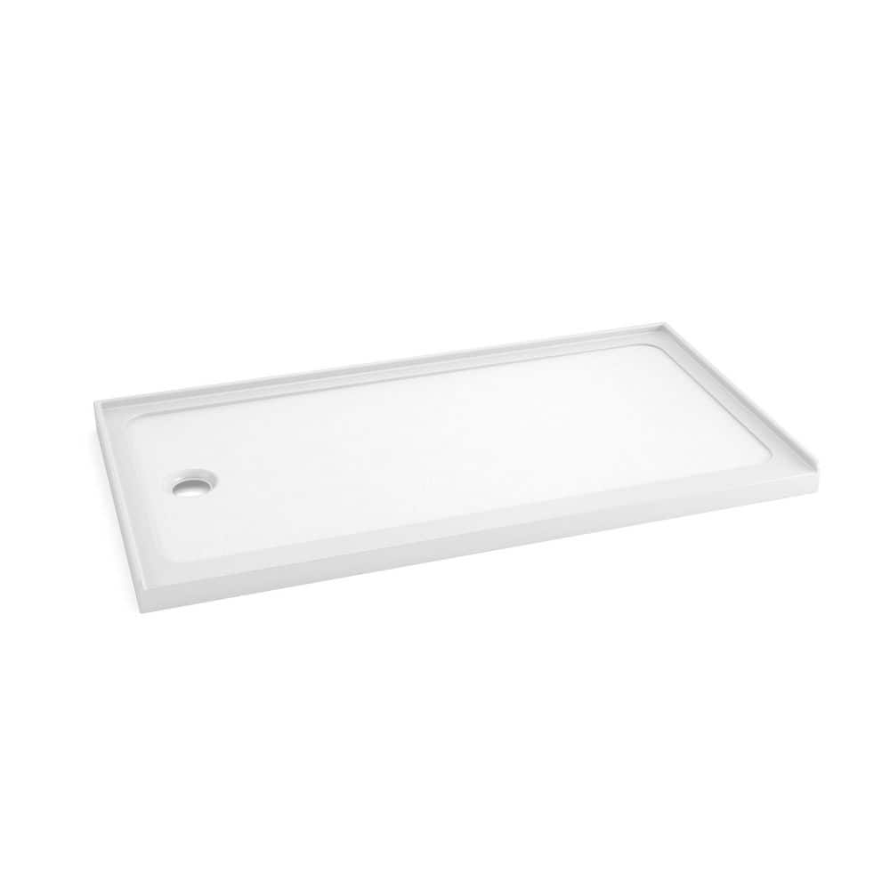60 in. L x 32 in. W Alcove Shower Pan Base with Left Drain in Gloss White price history on PriceWatchPro