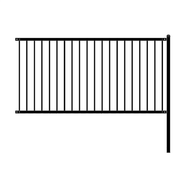 ALEKO Lyon Style 6 ft. x 8 ft. Black Unassembled Steel Fence Panel