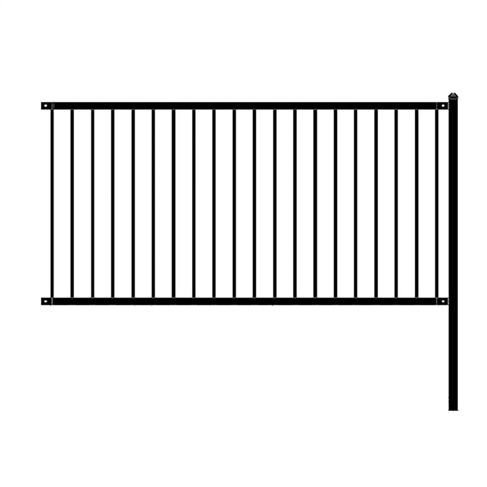 ALEKO Lyon Style 6 ft. x 8 ft. Black Unassembled Steel Fence Panel