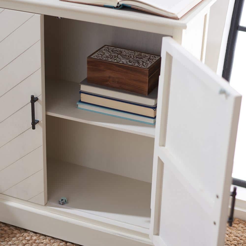 Peyton Contemporary White Wood 2-Door Storage Cabinet