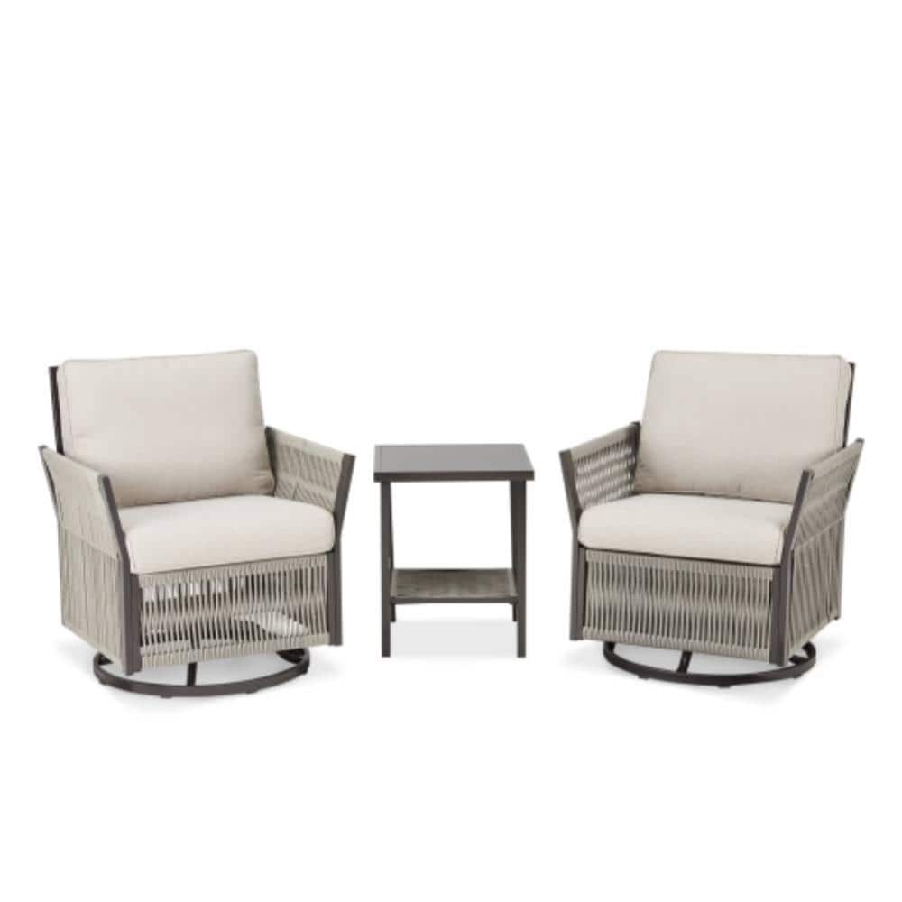 3-Piece Wicker Outdoor Conversation Patio Furniture Set with Beige Cushions price history on PriceWatchPro