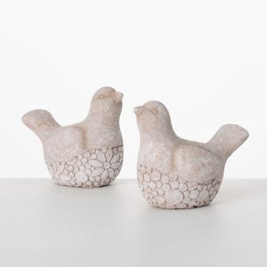 4.25 in. And 4.25 in. Gray Stone Bird Figurine Set of 2, Resin