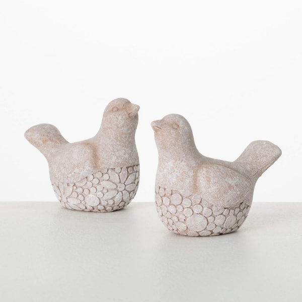 SULLIVANS 4.25 in. And 4.25 in. Gray Stone Bird Figurine Set of 2, Resin