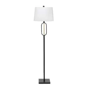 Halle 62 in. Black Metal Contemporary Floor Lamp with Shade