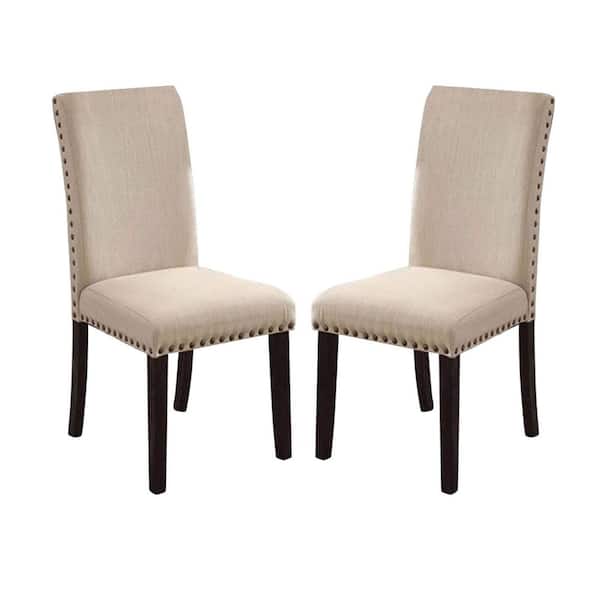 SIMPLE RELAX Black and Beige Dining Side Chairs (Set of 2)