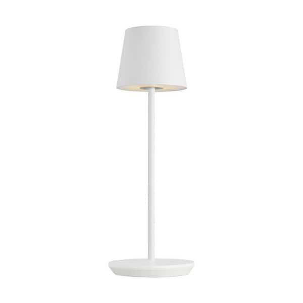 Nevis 5.1 in. W x 14.6 in. H Matte White Rechargeable Integrated LED Accent Table Lamp for Living Room with Metal Shade