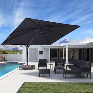 11 ft. x 15 ft. Patio Umbrella Aluminum Large Cantilever Umbrella for Garden Deck Backyard Pool in Gray