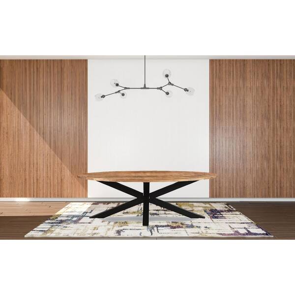HomeRoots Brown Solid Wood 94.5 in. Pedestal Dining Table (Seats 8 ...