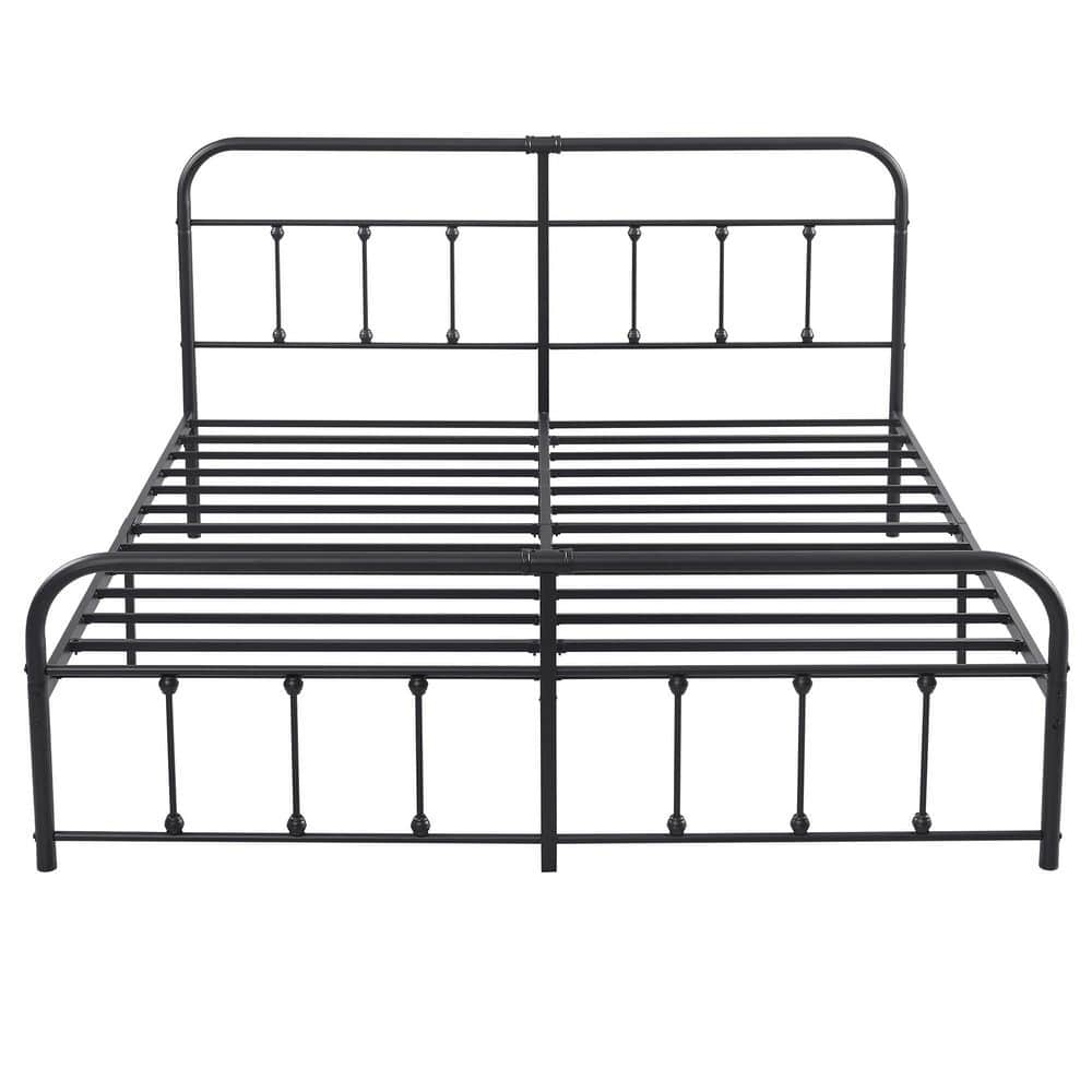 VECELO King Size Bed Frame w/ Headboard, Heavy Duty Platform Bed Frame ...