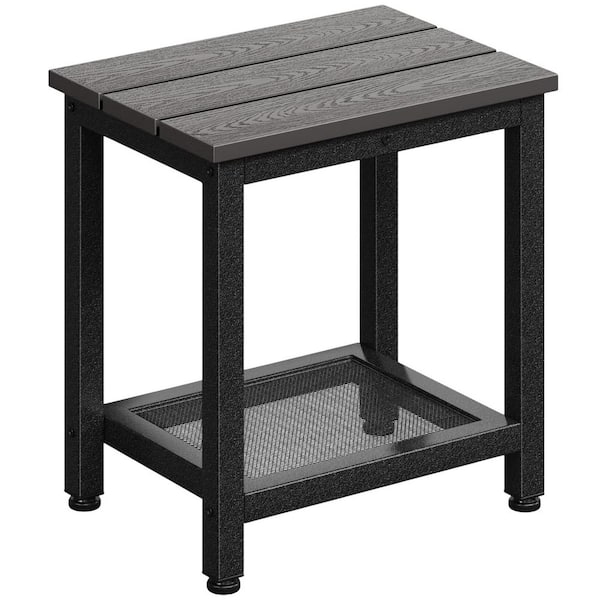 Outdoor Double Side Table Adirondack Patio End Table Weather-Resistant Waterproof Top for Garden Balcony Poolside Grey