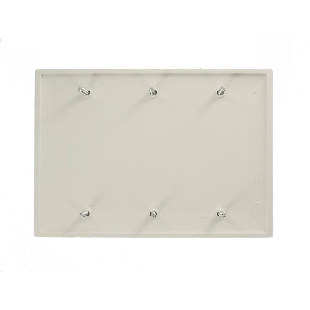 White Thermoplastic Nylon 3-Gang Blank Wallplate
