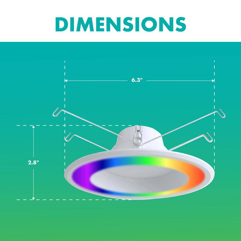 White Smart Wi-Fi LED Recessed Downlight with RGB Color