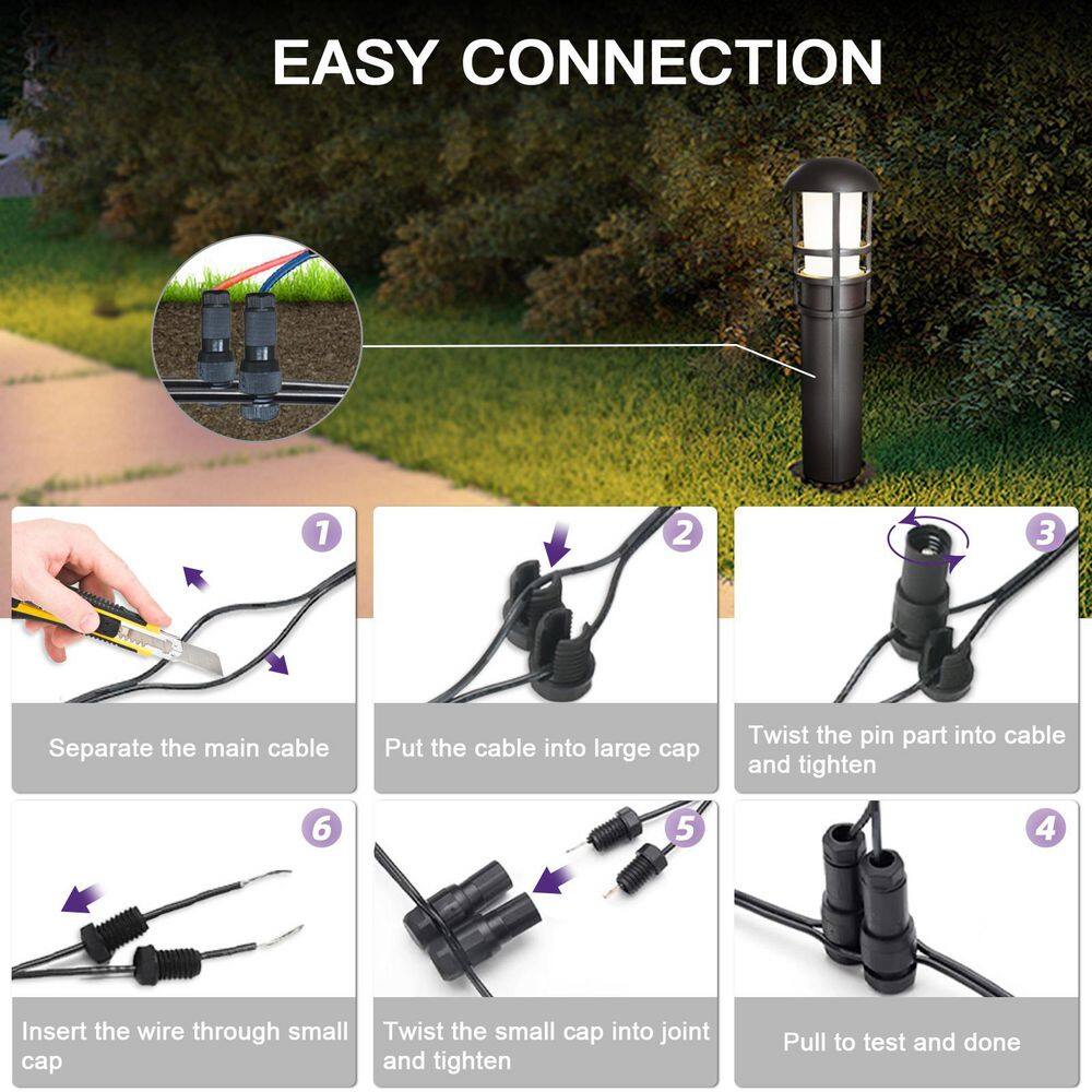 Bronze Aluminum LED Pathway Lights with Clear Glass Lens, 4-Pack