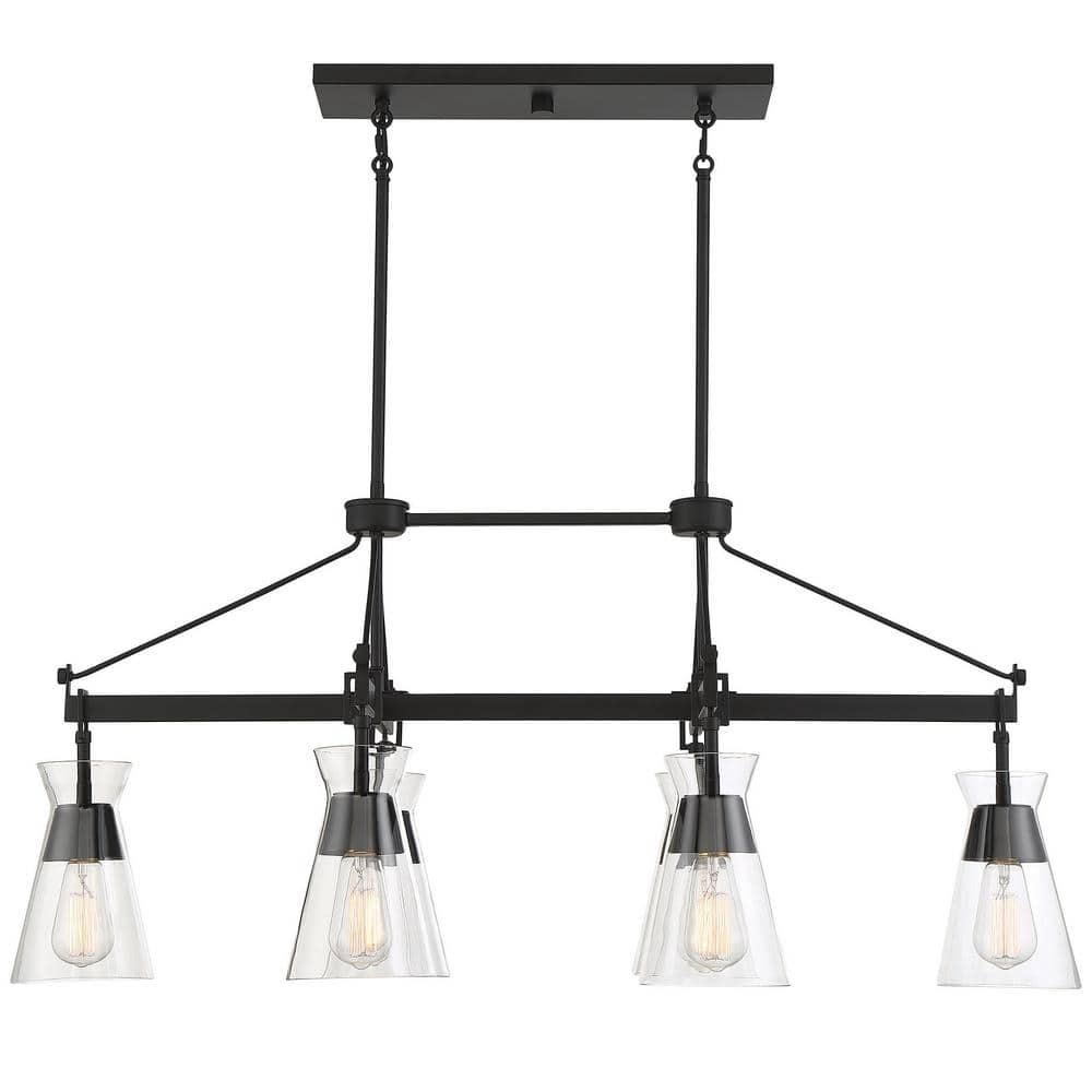 Lakewood Mid-Century Modern Matte Black 6-Light Chandelier