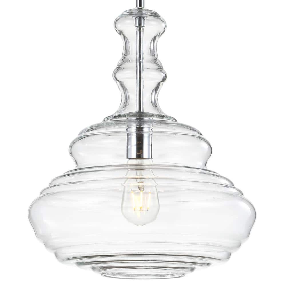 Bettina 13.37" Chrome Polished Clear Glass LED Pendant