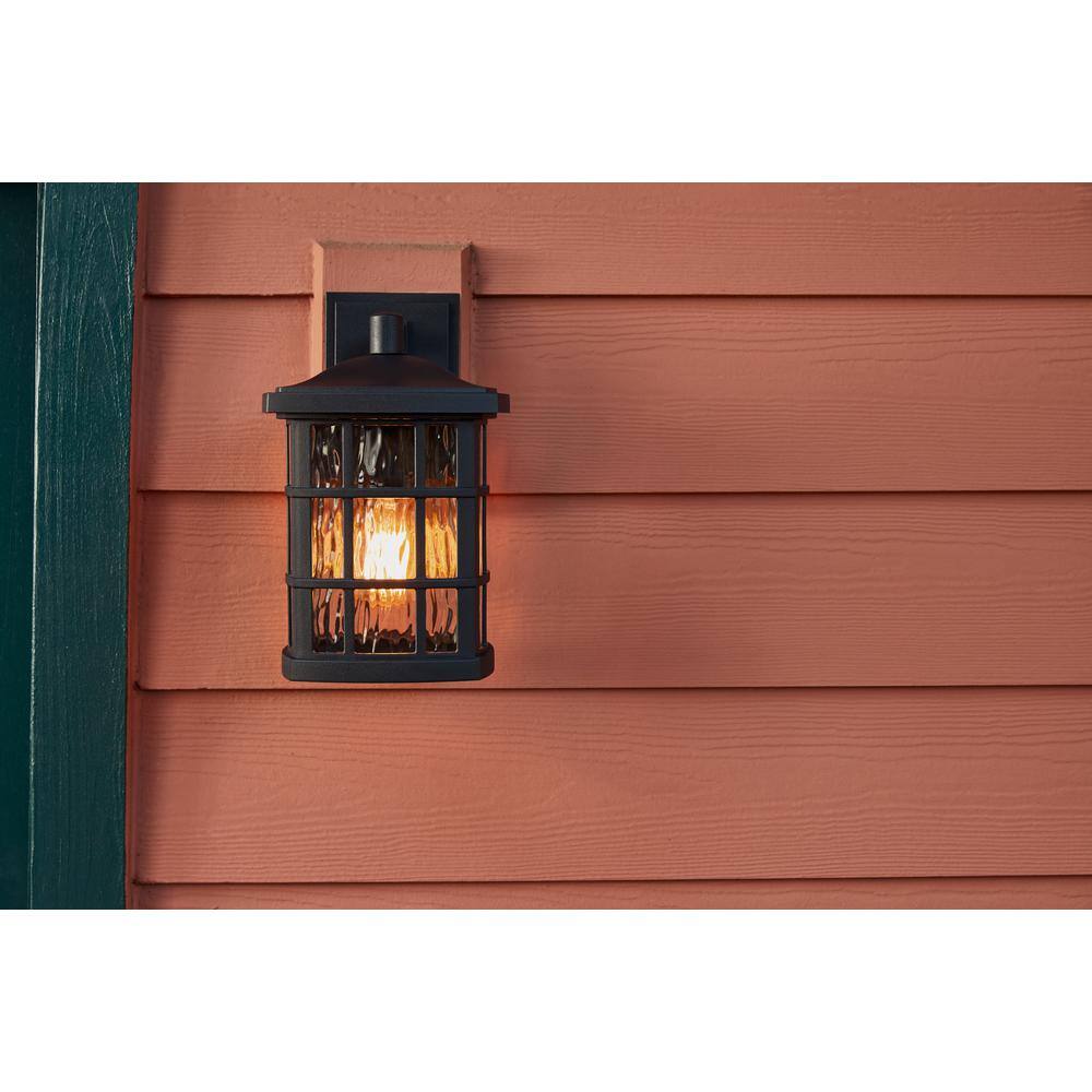 Mystic Black and Bronze Outdoor Wall Lantern with Clear Water Glass