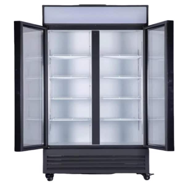 39 in. W 22 cu. ft. 2 Glass Door Commercial Refrigerator Merchandiser Cooler in Black