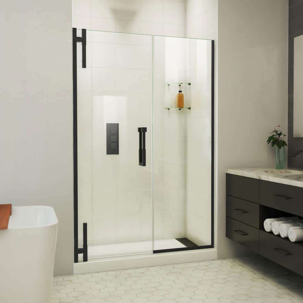Matte Black Frameless Pivot Shower Door, 72" Height