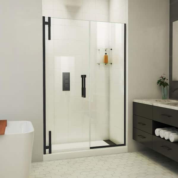 DreamLine Ascend 57 in. W x 72 in. H Pivot Frameless Shower Door in Matte Black