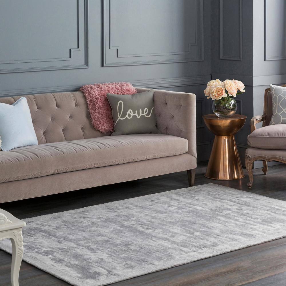 Handmade Gray Wool-Viscose 8' x 10' Rectangular Area Rug
