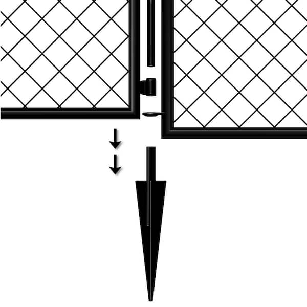Vigoro 37.3 in. H x 50.2 in. W Black Metal Diamond Mesh Garden Fence Gate