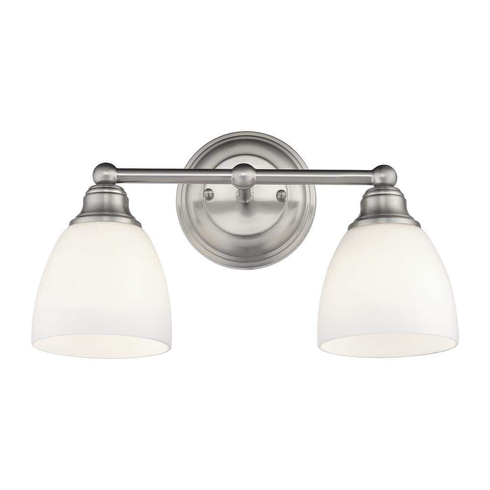 Somerville Brushed Nickel 2-Light Vanity with Satin Opal White Glass