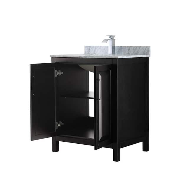 Wyndham Collection Daria 30-in Dark Espresso Single Sink Bathroom Vanity with White Carrara Marble Natural Marble Top