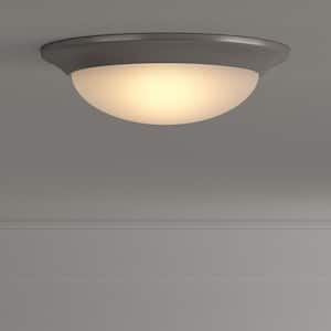 Stetson 11 in. 1-Light Brushed Nickel Integrated LED Selectable CCT Flush Mount with Frosted White Glass Diffuser