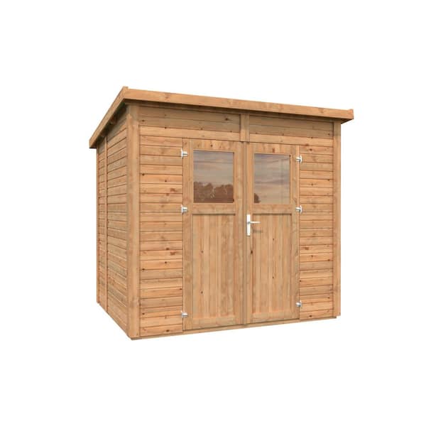 Leisure Season 8 ft. x 6 ft. Nordic Spruce Wooden Heavy-Duty Lean-To Storage Shed with Double Doors and Modern Pent Roof (48 sq. ft.)