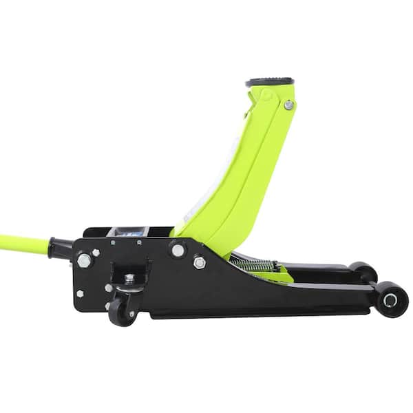 Tidoin 3.5-Ton Green Heavy Duty Steel Racing Floor Jack with Dual Piston Lift Pump, Lifting Range 4 in.-21 in.