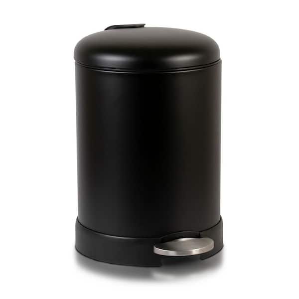 1.2 Gal. Satin Black Metal Household Step-On Waste Bin with Inner Bucket