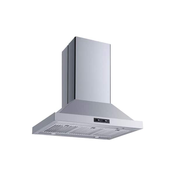 30 in. Convertible Island Mount Range Hood in Stainless Steel with Stainless Steel Baffle Filters and Carbon Filters