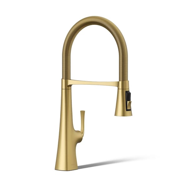 Graze Semi-Professional Single-Handle Pull Down Sprayer Kitchen Faucet in Vibrant Brushed Moderne Brass