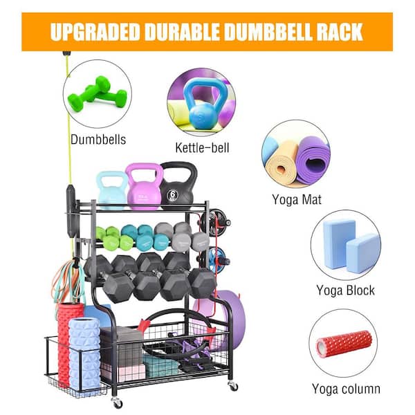 AHOWPD Weight Rack Home Gym Storage, Yoga Mat Storage Rack Workout  Equipment Storage Rack for Dumbbells Kettlebell Resistance Band, Exercise  Equipment