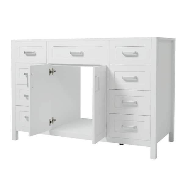 47 in. Bath Vanity Cabinet without Top, Cabinet Only, 2-Doors and 8-Drawers, Soft Close System, Classic Design, in White