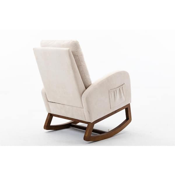 STICKON Cream Wood Rocking Chair (Set of 1)