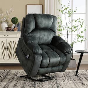 40.6 in. W Gray Green Oversize Power Lift Recliner Chair with Massage and Heating