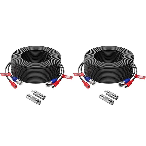 100 ft. Security Camera Cables BNC Cord Video Power Cable UP To 4K Ultra HD (2 pack of 100 ft.)