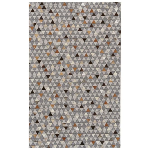 2 x 3 Gray Ivory And Brown Geometric Area Rug