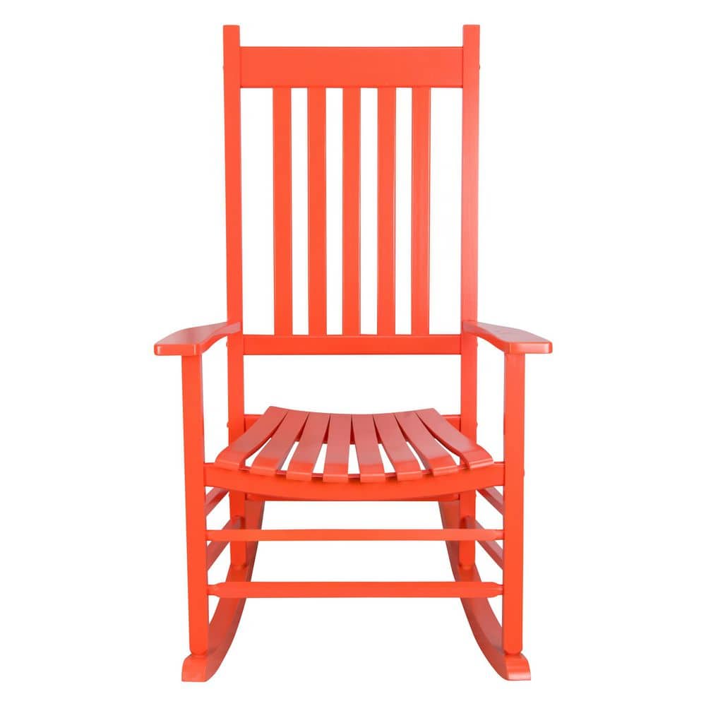 Shine Company Traditional Hardwood Indoor/Outdoor Patio Porch Rocker in Orange