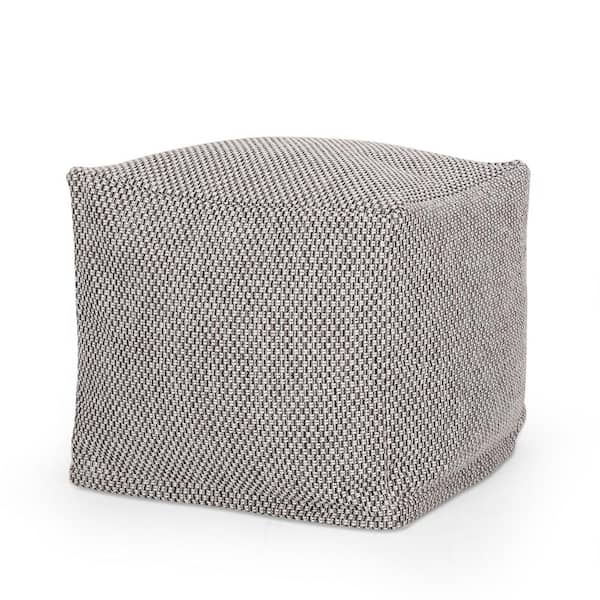 Noble House Grimsley Beige and Brown Fabric Cube Pouf