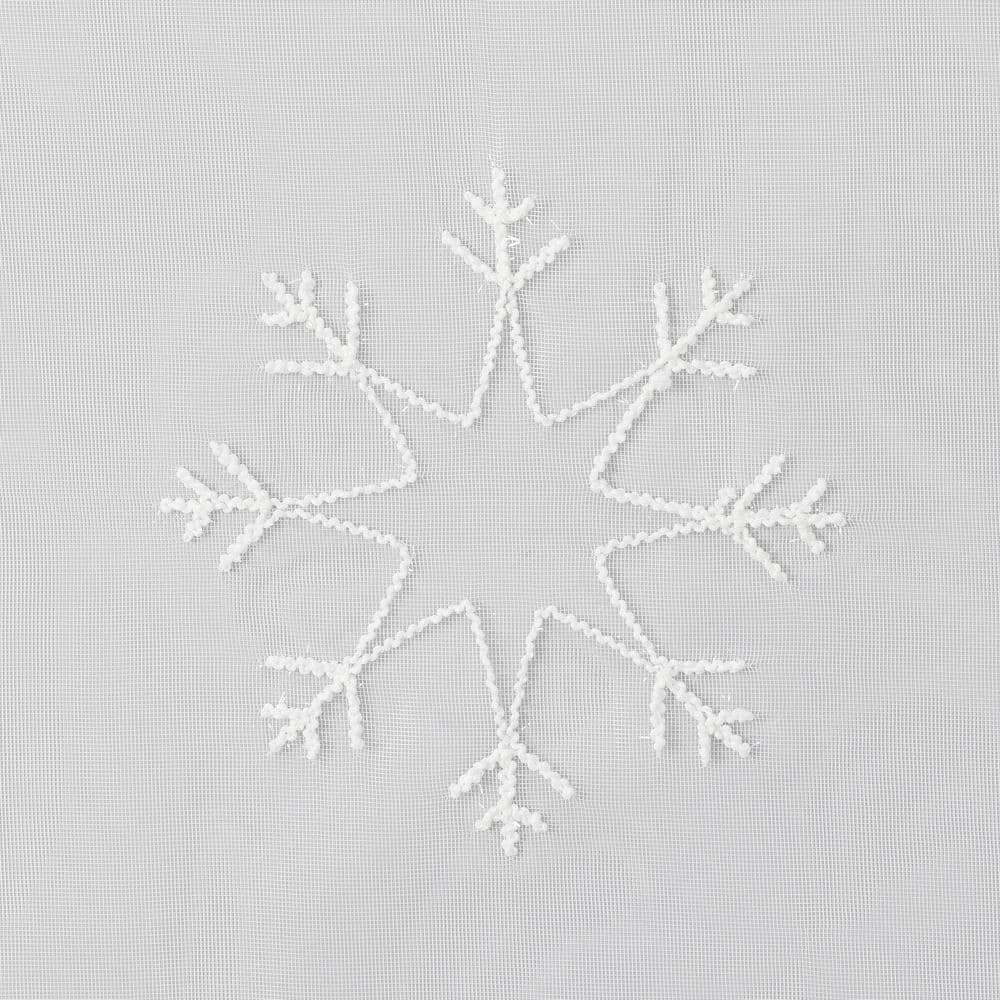 White Sheer Snowflake Embroidery Rod Pocket Curtain Panel 36" x 63"