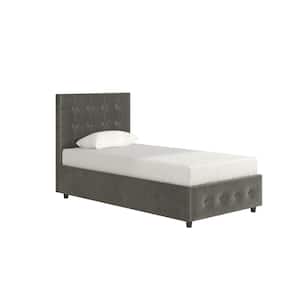Sherry Gray Upholstered Velvet Twin Size Bed