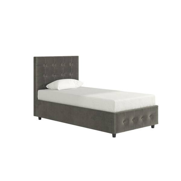 DHP Sherry Gray Upholstered Velvet Twin Size Bed