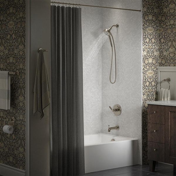 Torrington Single Handle 3-Spray Tub and Shower Faucet 1.75 GPM in. Vibrant Brushed Nickel (Valve Included)
