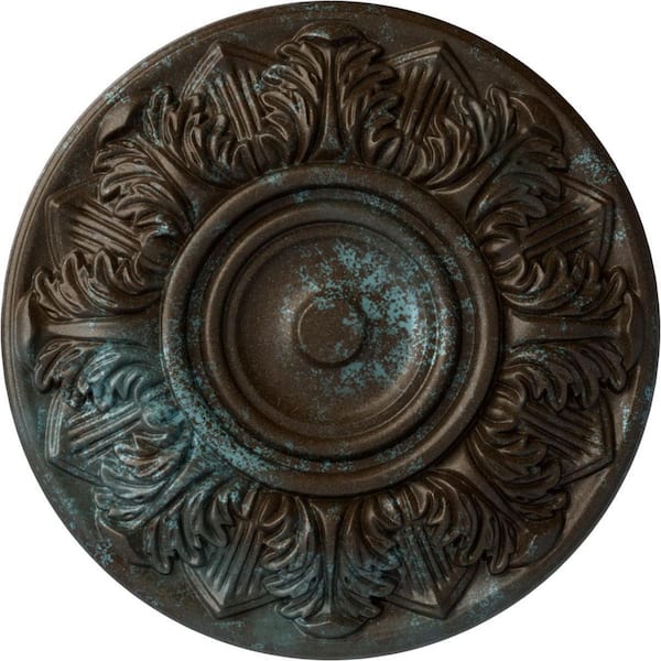 Ekena Millwork 13 in. x 1-3/8 in. Whitman Urethane Ceiling Medallion (For Canopies upto 3-3/4 in.), Bronze Blue Patina