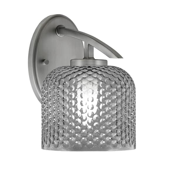 Siena 1-Light Graphite Downlight Wall Sconce with Smoke Textured Glass ...